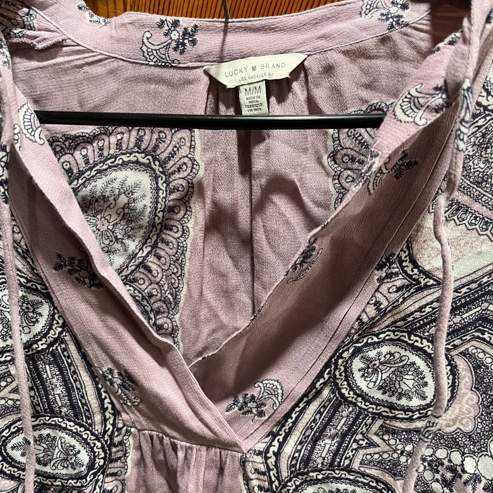 Lucky Brand Blouse with Pink and Gray Paisley - Picture 4 of 4